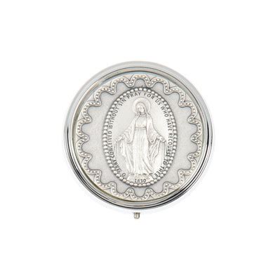 Miraculous Medal Embossed Metal Rosary Box 